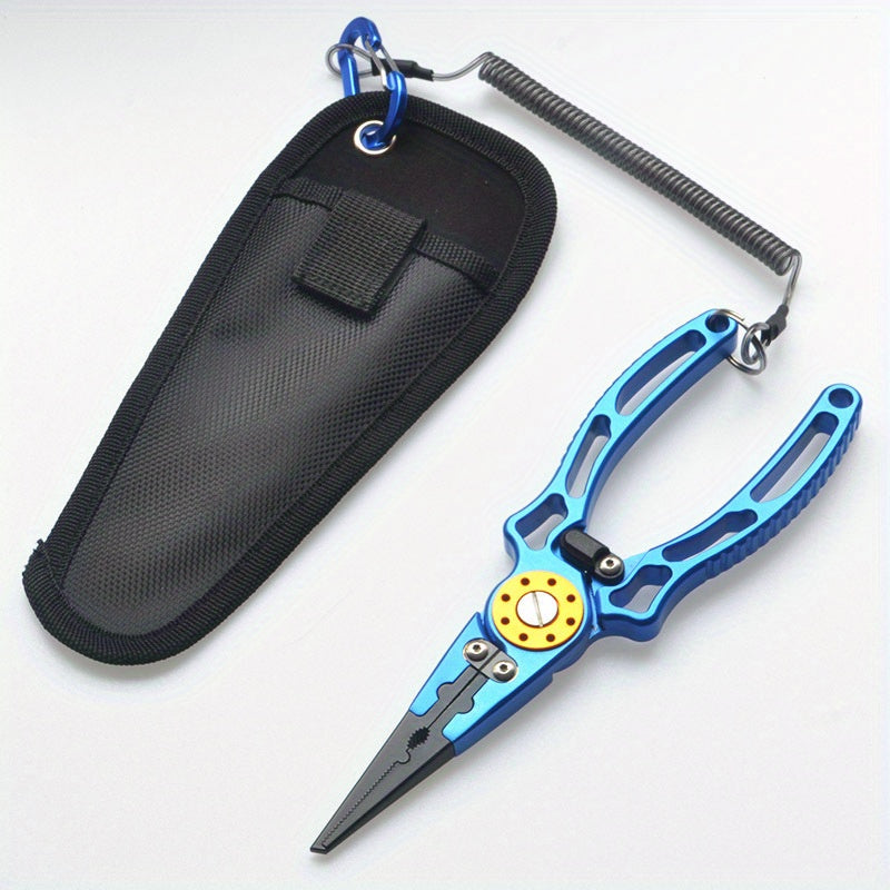 1pc Premium Aluminum Alloy Multifunctional Fishing Pliers with Scissors - Ultimate Outdoor Fishing Companion for Efficient Fish Control, Cutting Fishing Line, and Crimping Hooks - Durable, Corrosion-Resistant, and Ergonomic D
