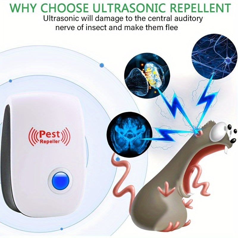 2pcs, Ultrasonic Pest Repeller - Effective Indoor Pest Control For Home, Kitchen, Office, Hotel, And Warehouse - Mosquito And Rat Repellent, Pest Control, Summer Essentials, Apartment Essentials, Household Gadgets