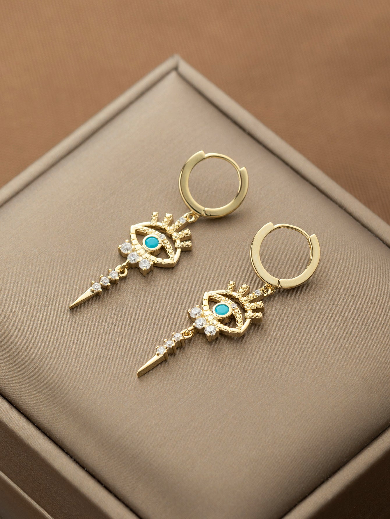 A Pair of Zirconium-encrusted Evil Eye Pendants