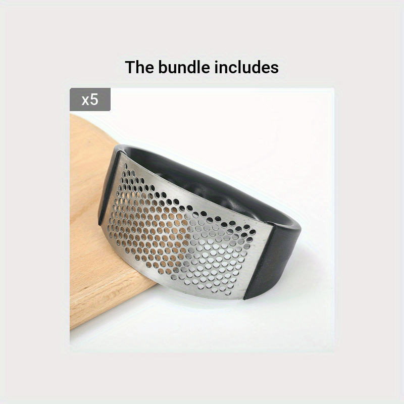 1pc Manual Garlic Crusher Ring - Stainless Steel Garlic Press for Restaurants & Supermarkets - Black Vegetable Cutter & Masher - Kitchen Gadgets for Chopping Garlic & Vegetables