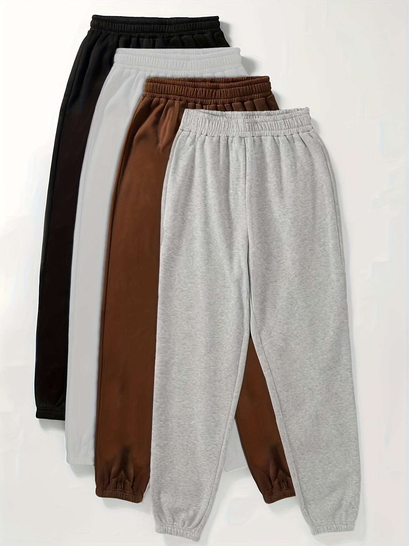2023 New Fashion Casual S Pants for Women, Lined Elastic Waist, Hot Cross-Border European and American Style, 4-Pack, for Autumn and Winter