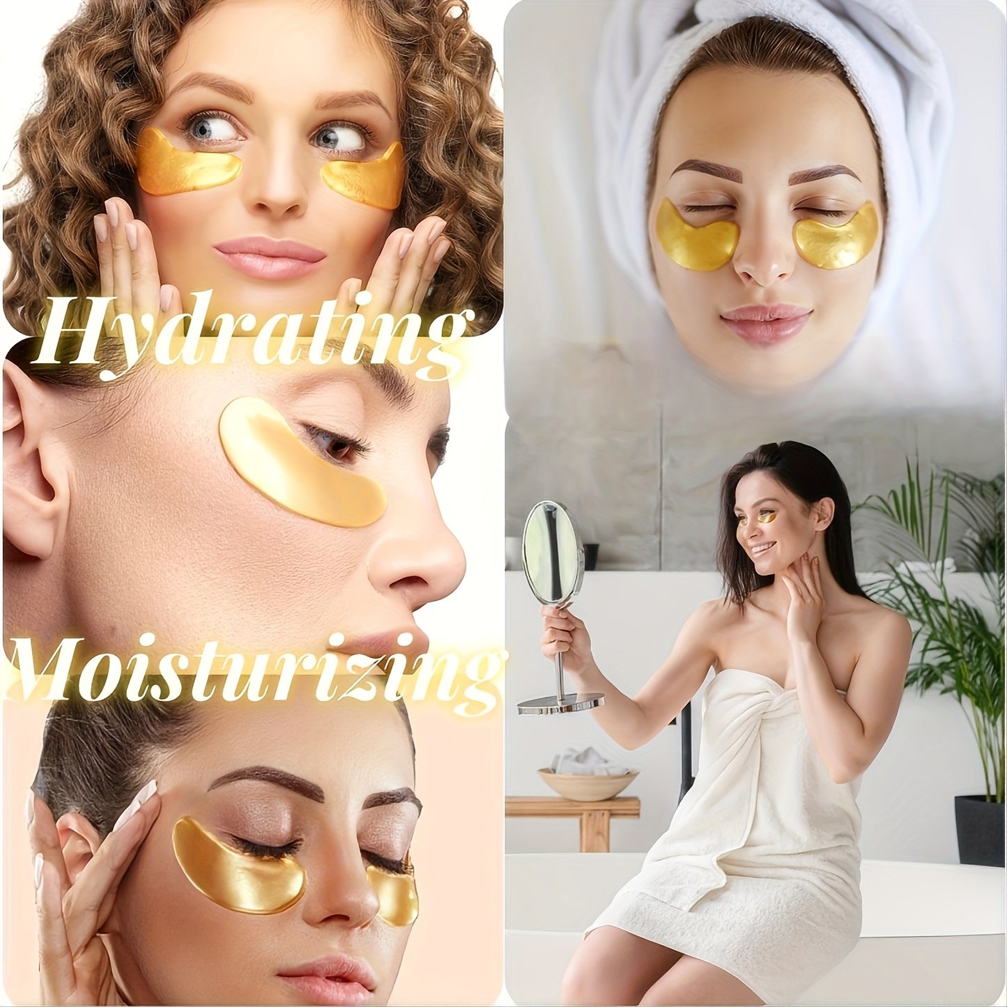 24 Golden Under Eye Patches, Eye Mask, Collagen Light Beige Care Products, Eye Patches for Puffy Eyes, Suitable for Wedding Party Gift, Valentines Day Gifts, s Must Have