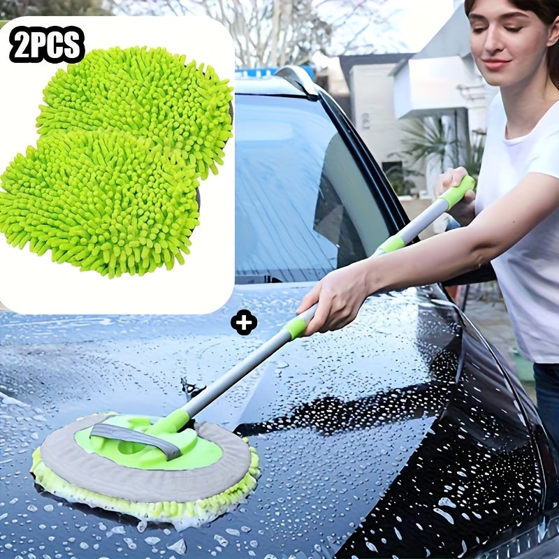 Car Wash Brush Mop Kit with 47.5" Long Handle - Soft Sponge Duster Mitt - For Washing Detailing Automotive, Truck, SUV, RV, Trailer - Safe for Paint - Perfect Gift for Car Enthusiasts