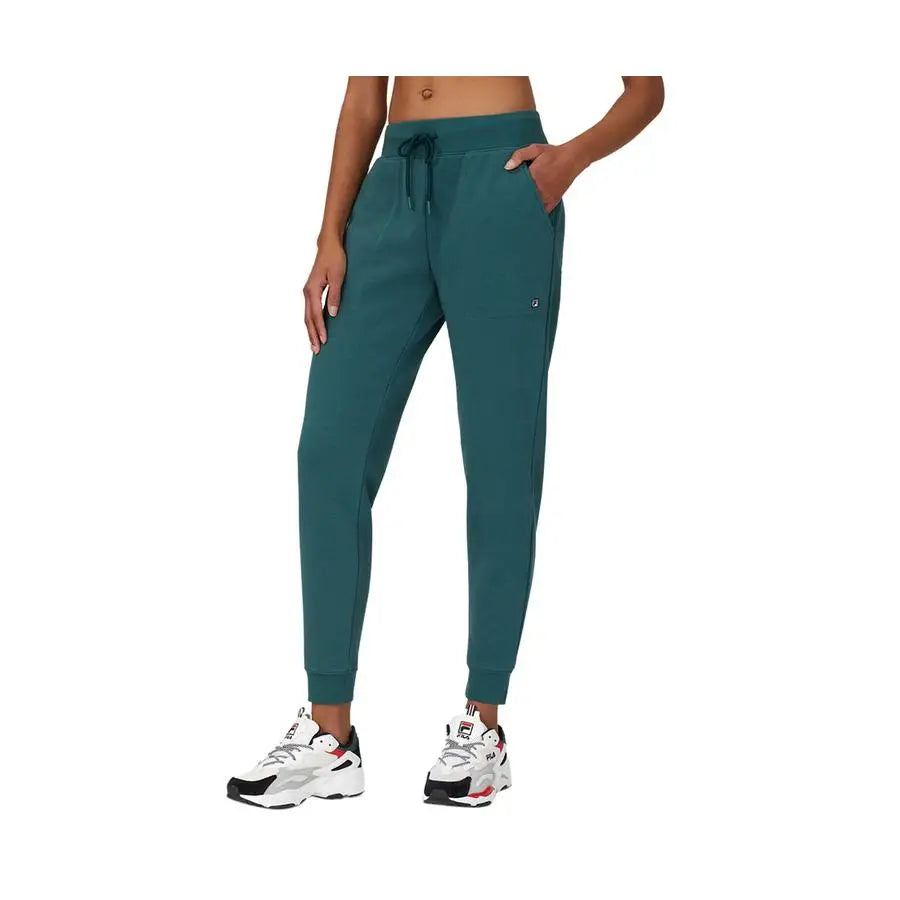 Fila Joelle Jogger Women's Active Pants Emerald Green Canvas Flare Wide Leg Elastic Waist Breathable Office Appropriate