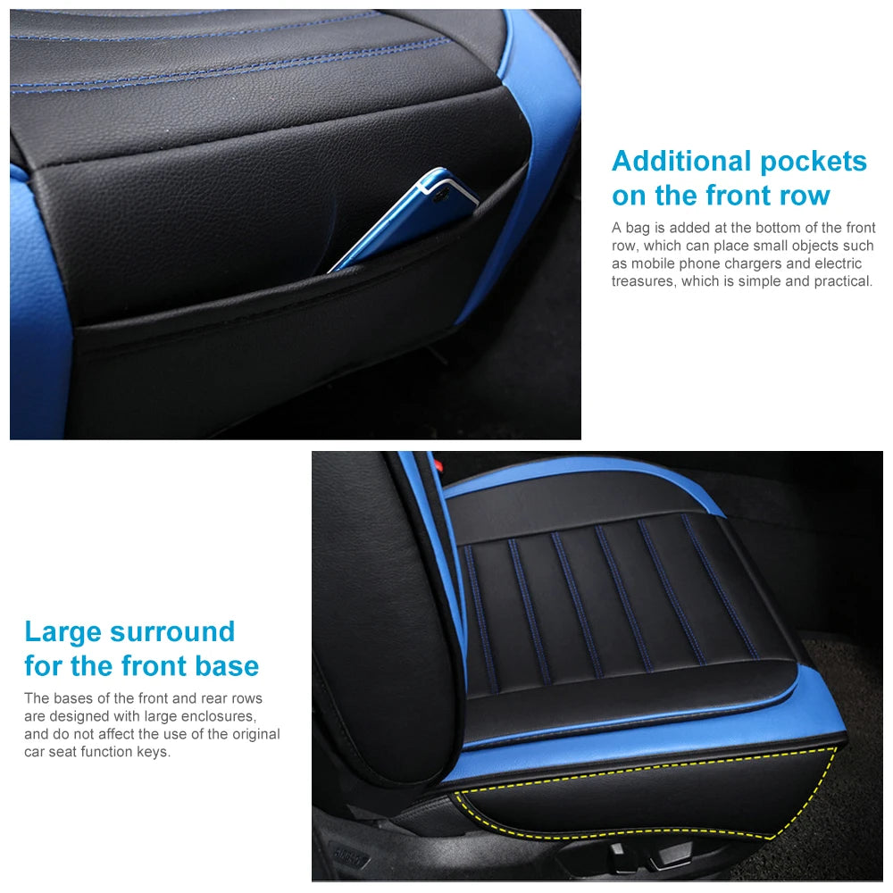 Car Seat Covers 5-Seats Headrest+Pillows Cushion Black Brown MH84 Universal Seat Cover