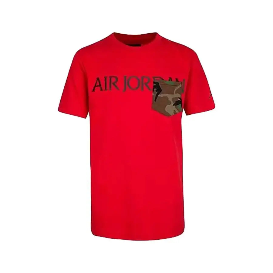 Jordan Jumpman Classics Logo Pocket Boys Active Shirts & Tees Color: Red/Black 100% Authentic