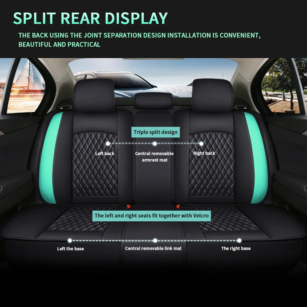 Black Green Car Seat Covers 5-Seats Protection Cushion Ct0008 Universal Seat Cover