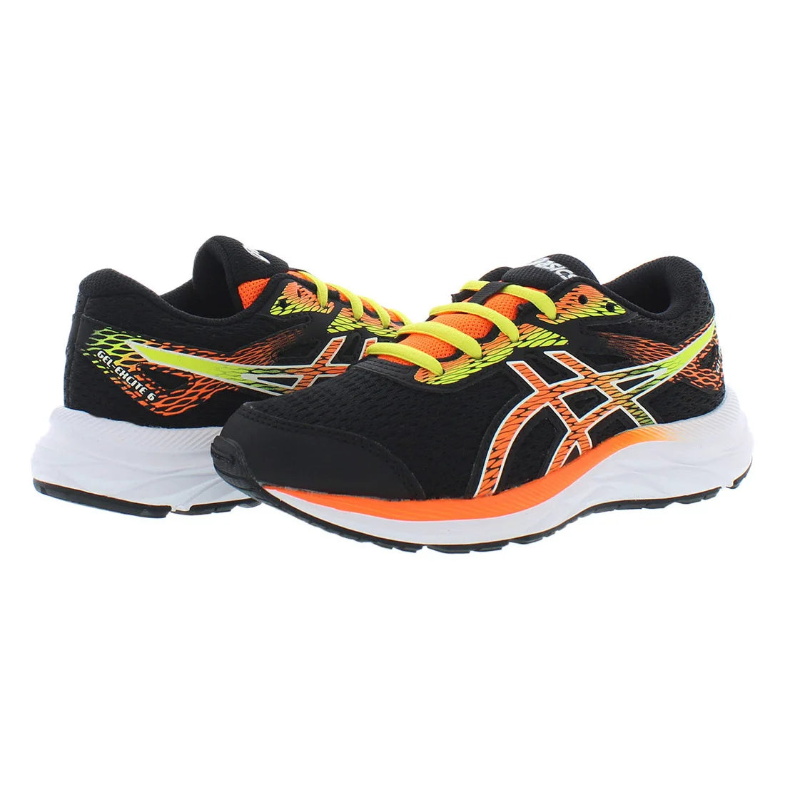 Asics Gel-Excite 6 Gs Boys Shoes Color: Black/Orange/Yellow 100% Authentic