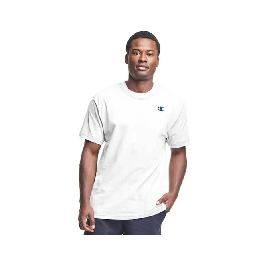 Champion Script Ls Tee Boys Active Shirts & Tees Color: White/Blue 100% Authentic