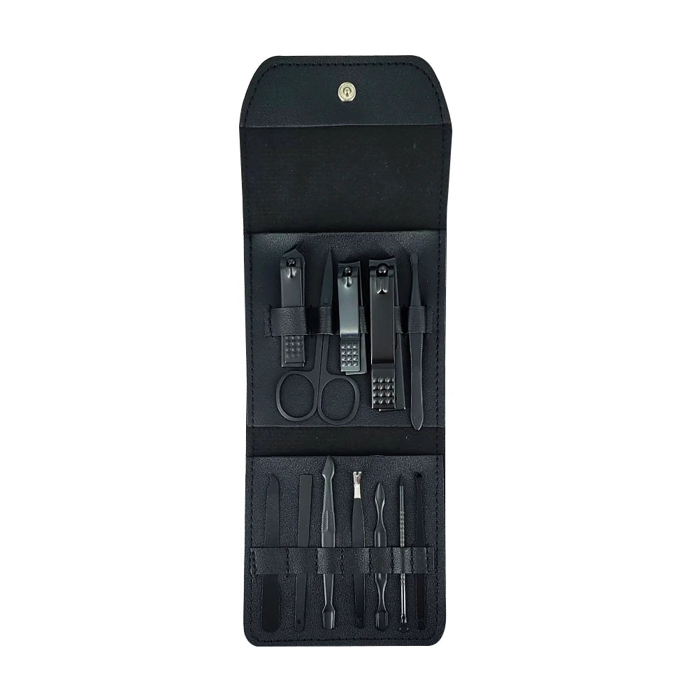 GDL 12-Piece Metal Manicure Pedicure Kit With 3-In-1 Nail Clippers, Portable Travel Case, Classic Design for Adults, Includes Na
