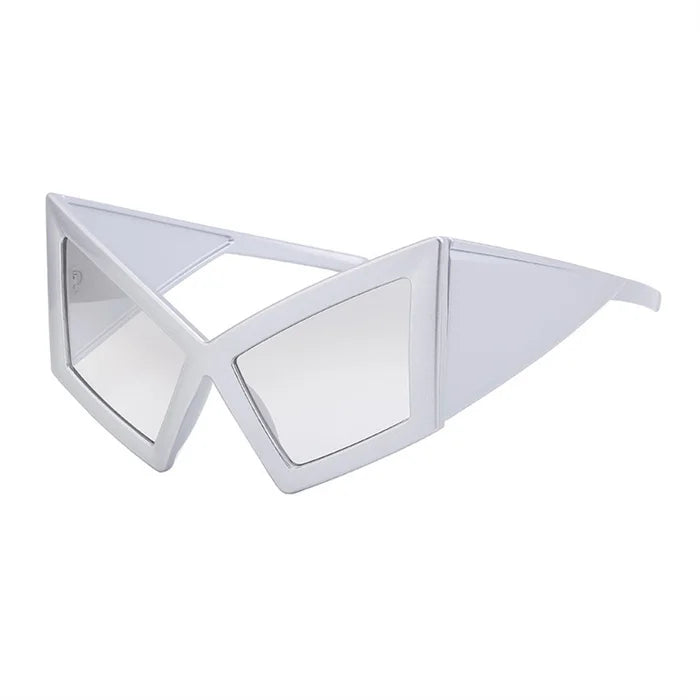 Avant-Garde Custom Logo Oversized Model Catwalk Show Irregular Sunglasses Uv400 Large Frame Contrast Color Y2k Punk Sunglasses