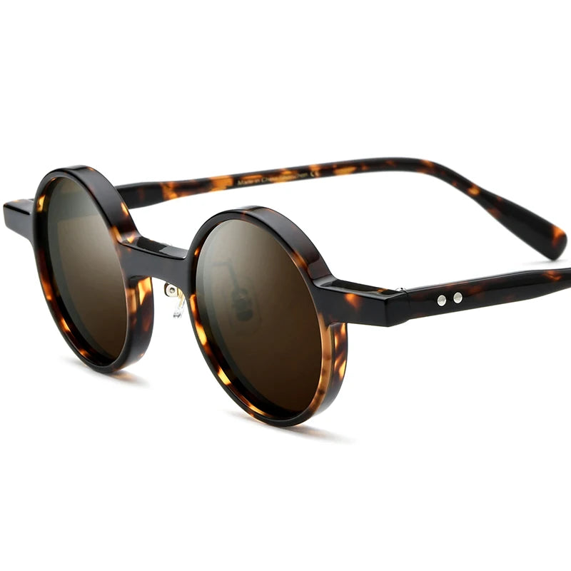 Borregls Acetate Polarized Sunglasses Men New UV400 Retro Vintage Transparent Round Sun Glasses Women Mirrored Shades 19177T