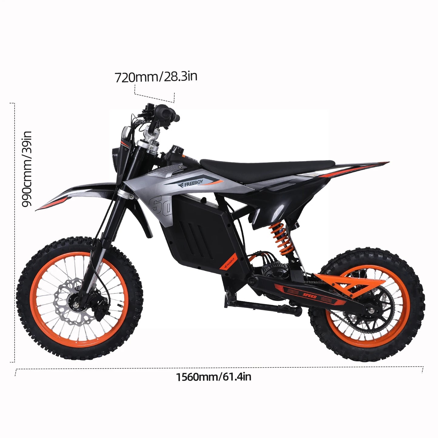 FREEBOY Offroad E-bike with Dual Hydraulic Disc Brakes and Shock Absorption Versatile 3-Speed Electric Dirt Bike for Outdoor