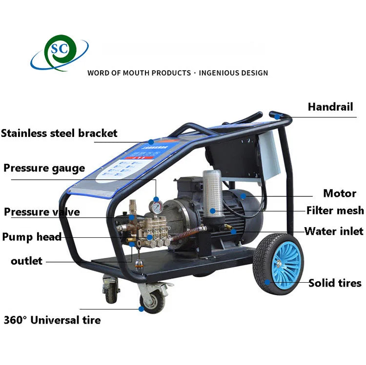 380V High Pressure Cold Water Cleaning Jet Cleaner 250-800bar Electric Washing Machine New Condition for Car Wash Shops