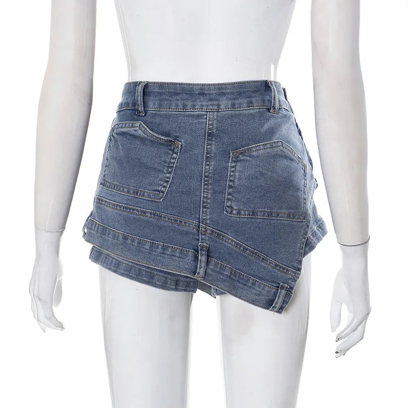 Liu Ming New Products Fashion Summer Women High Waist Jeans High Waist Stretch Denim Short Mini Skirt