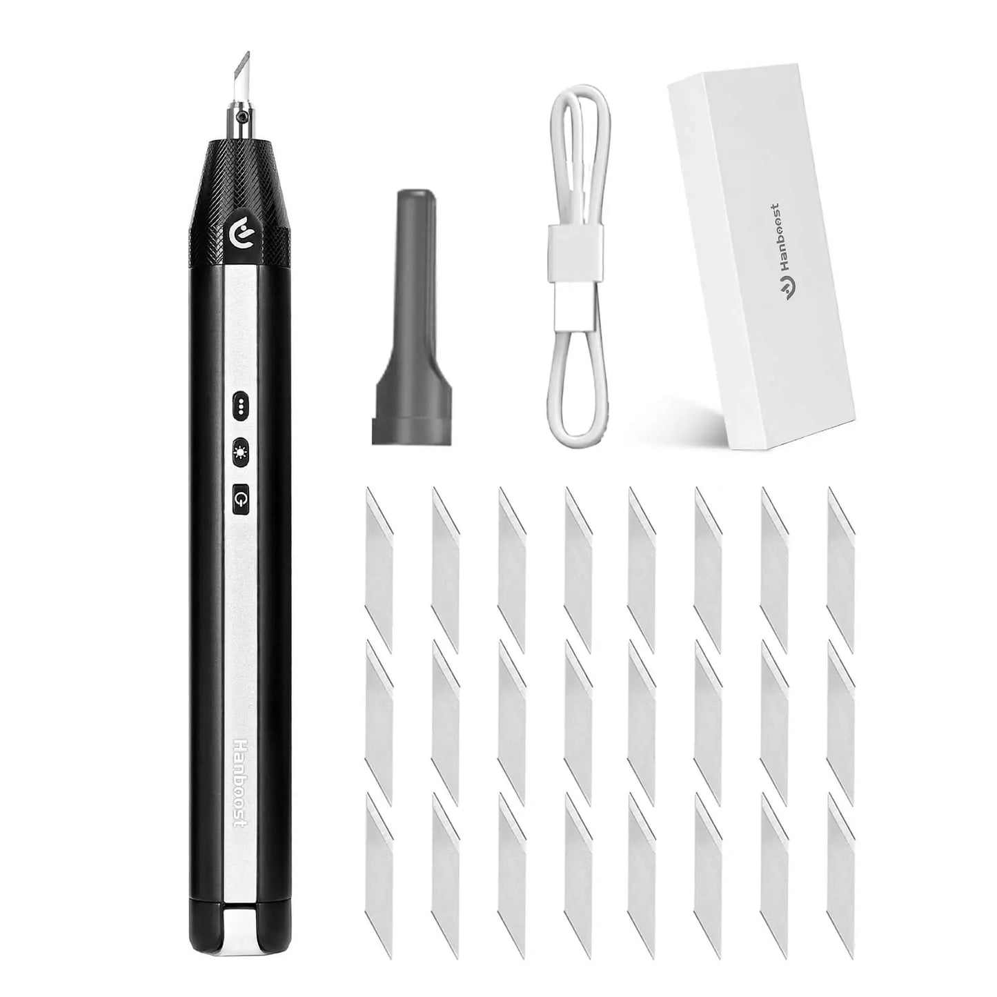 Hanboost C1 Ultrasonic Cutter with LED Worklight Three-Level Power Adjustment Incl 24 Replacement Blades for 3D Printed Models