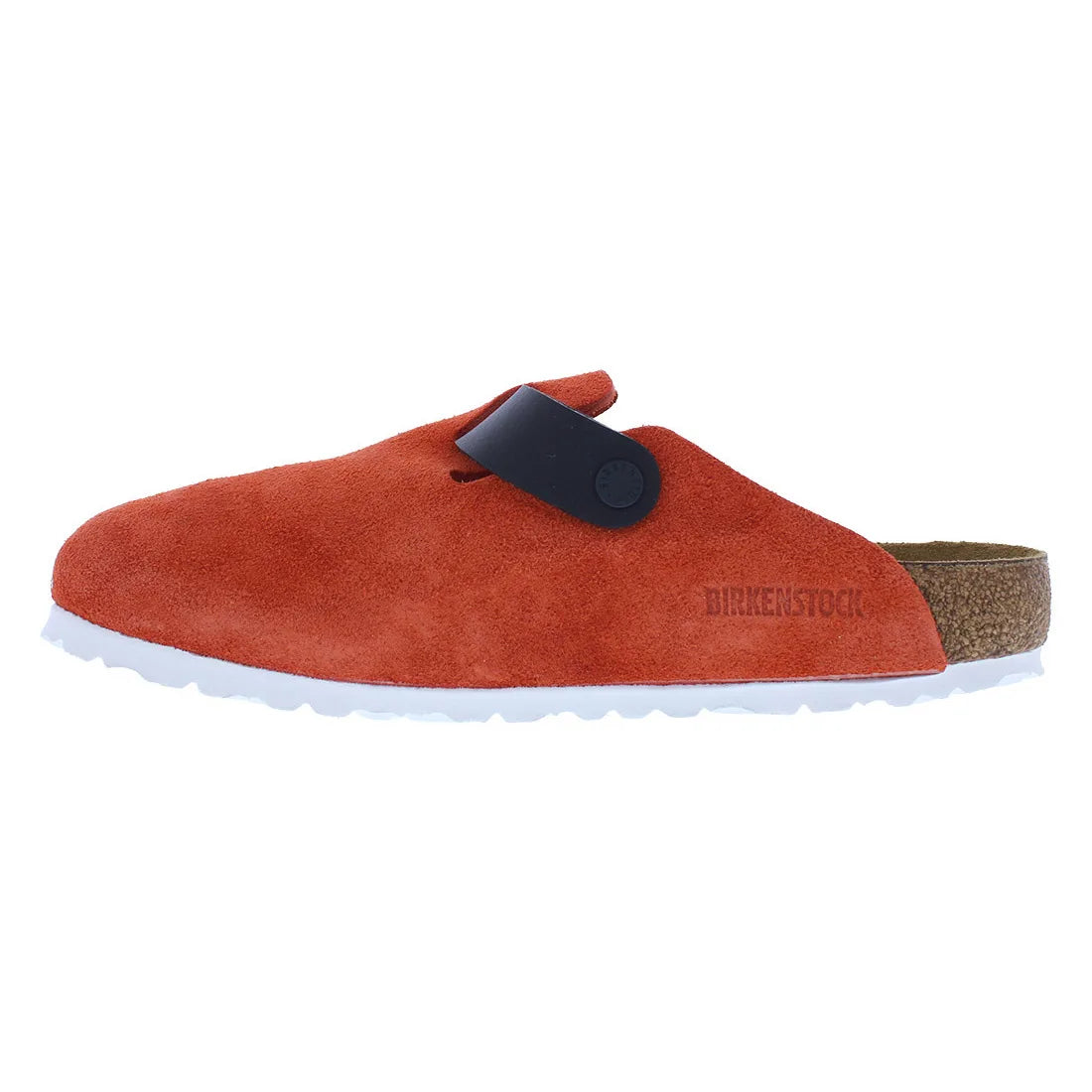 Birkenstock Boston BS Suede Narrow Unisex Shoes Color: Tomato/Black | 100% Authentic
