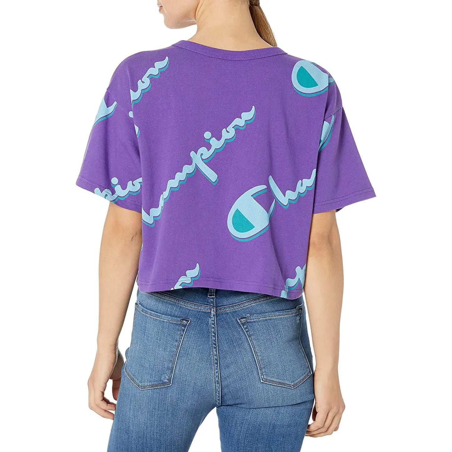 Champion Logo Mono T-Shirt Womens Active Shirts & Tees Color: Purple | 100% Authentic