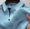 Custom Men's Business Solid Color T-Shirts Short Sleeve Lapel Design Summer Office Casual Formal Jacquard Breathable Summer