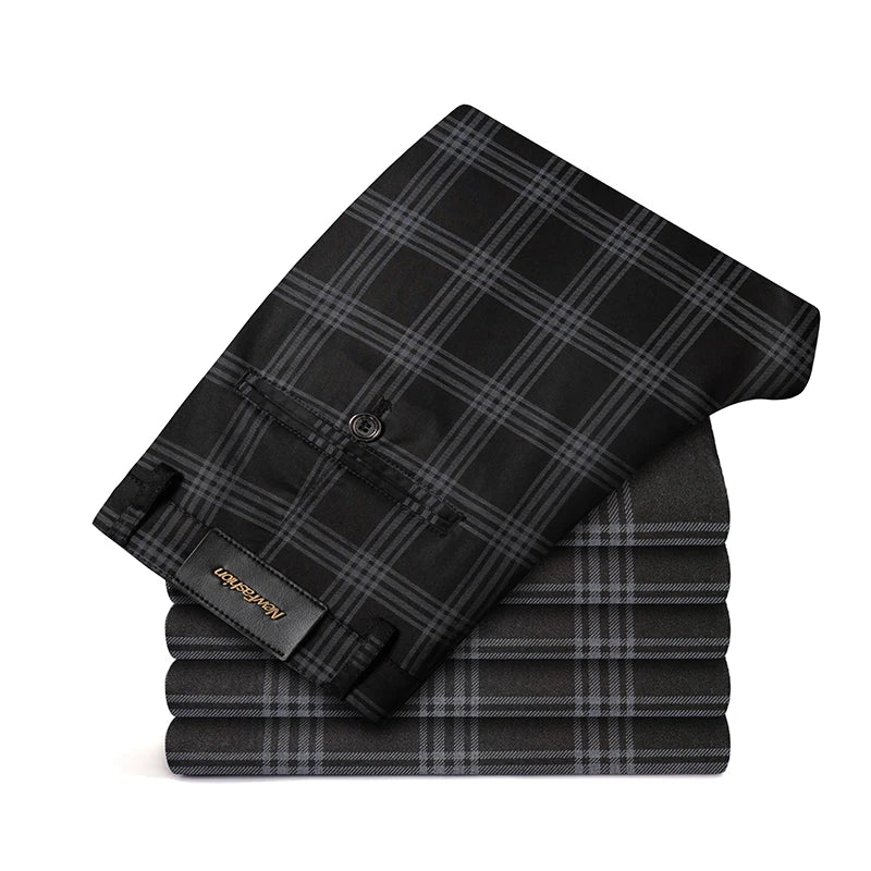 2025 Spring New Men's Plaid Casual Pants Business Fashion Slim Stretch Male Skinny Trousers Brand Clothes 7 Color