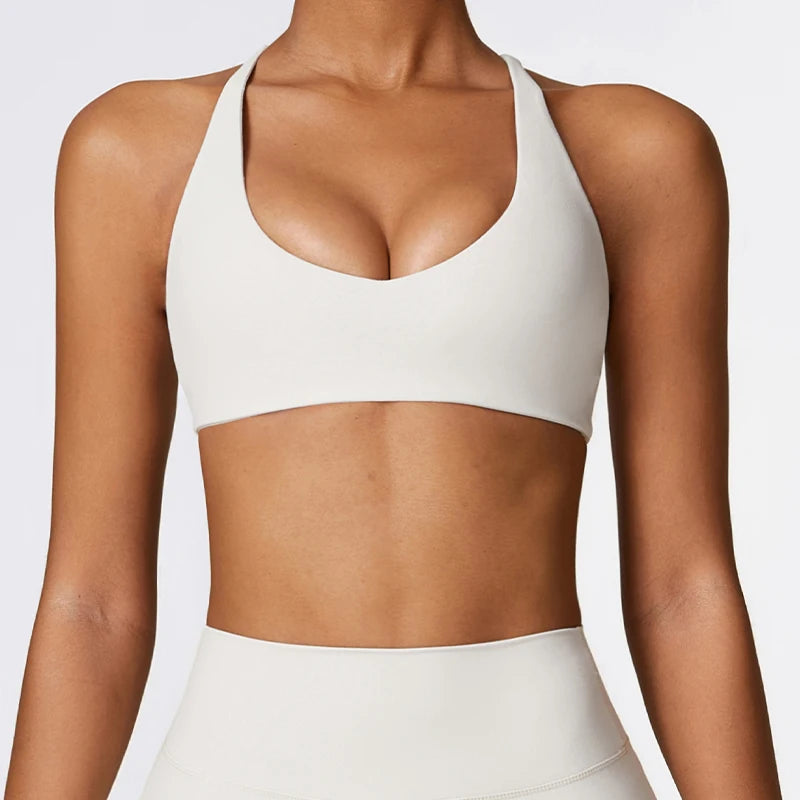 2024 New Running Shockproof Beauty Back Yoga Bra European and American Fitness Top High Strength Sports Underwear for Women