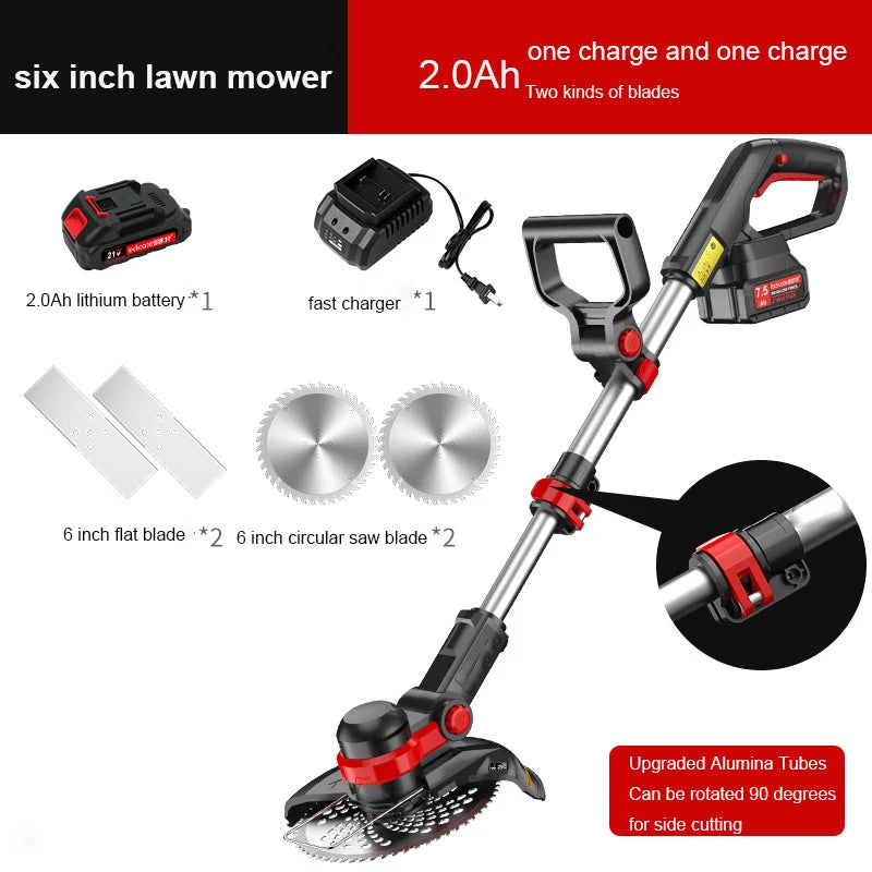 Rechargeable Lithium Battery Electric Lawn Mower Industrial DIY Household Weeder for Grass Cutting