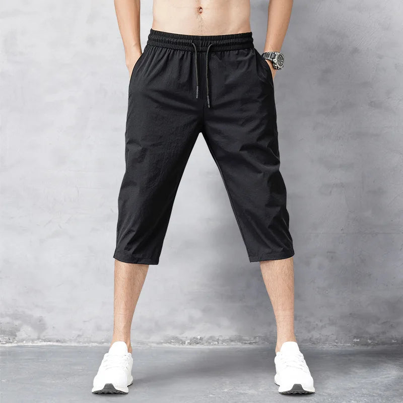 Male Bermuda Board Quick Drying Beach Black Men's Long Shorts Men's Shorts Summer Breeches 2025 Thin Nylon 3/4 Length Trousers