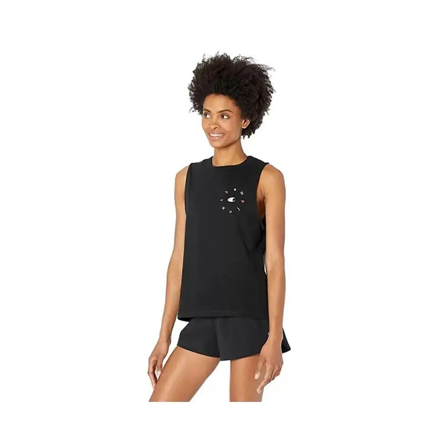 Champion Bf Muscle Tee Womens Active Shirts & Tees Color: Black/White | 100% Authentic