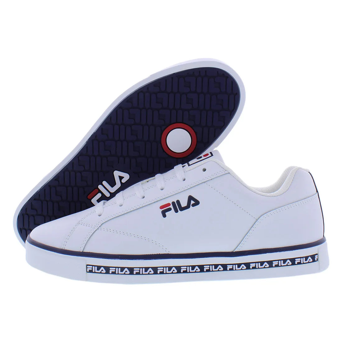 Fila Original Court Men's Loafers White Navy Red Sporty Lace-up Height Increasing Round Toe All Seasons Shoes