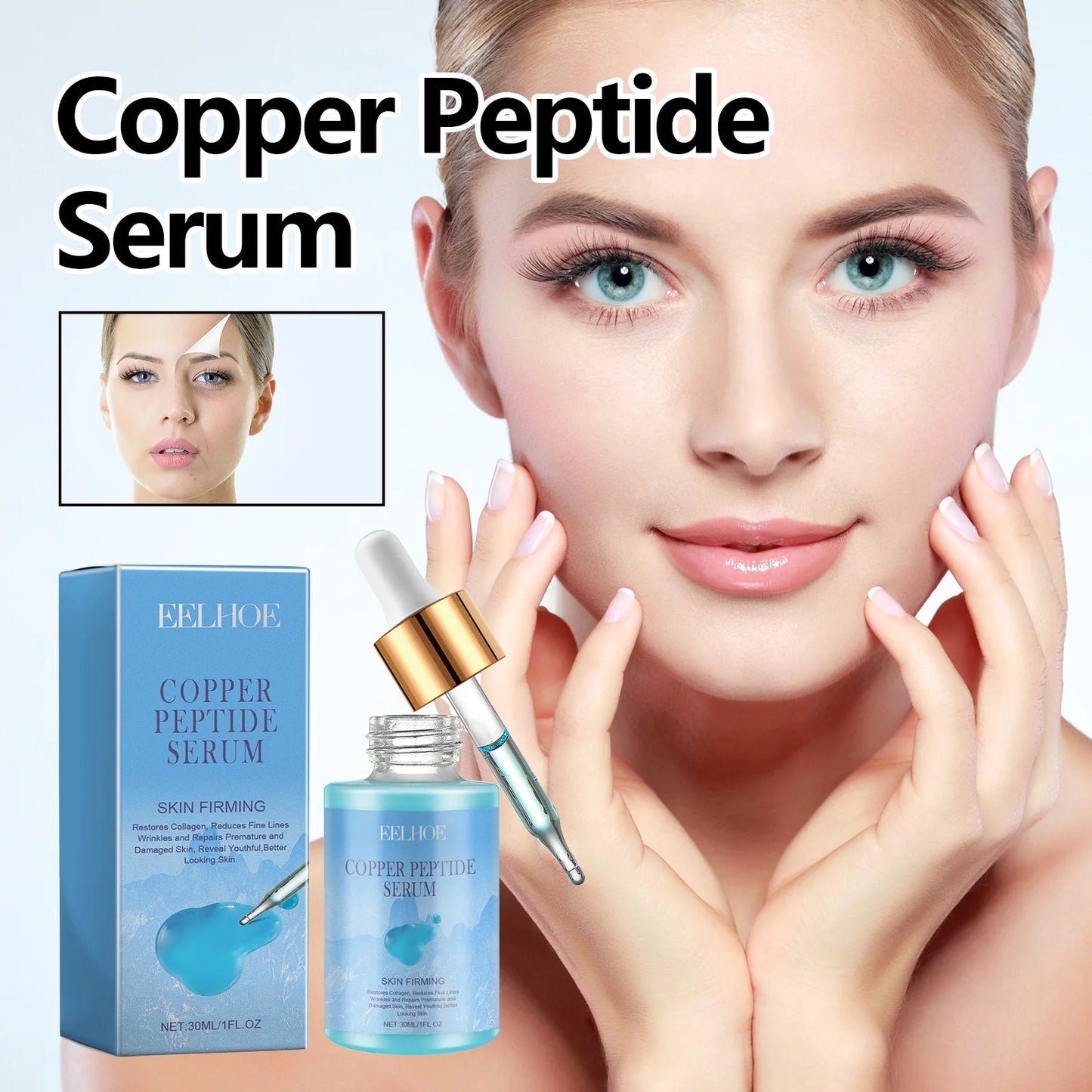 EELHOE Copper Peptide Face for Essence Home Use Skincare for Reducing Fine Lines Spots Moisturizing Tender Skin Tightening