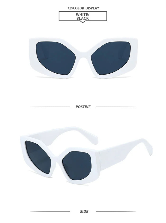Popular Personality Catwalk Show Polygonal Irregular Rainbow Sunglasses Uv400 Women Fashion Large Frame Colorful Y2k Sunglasses