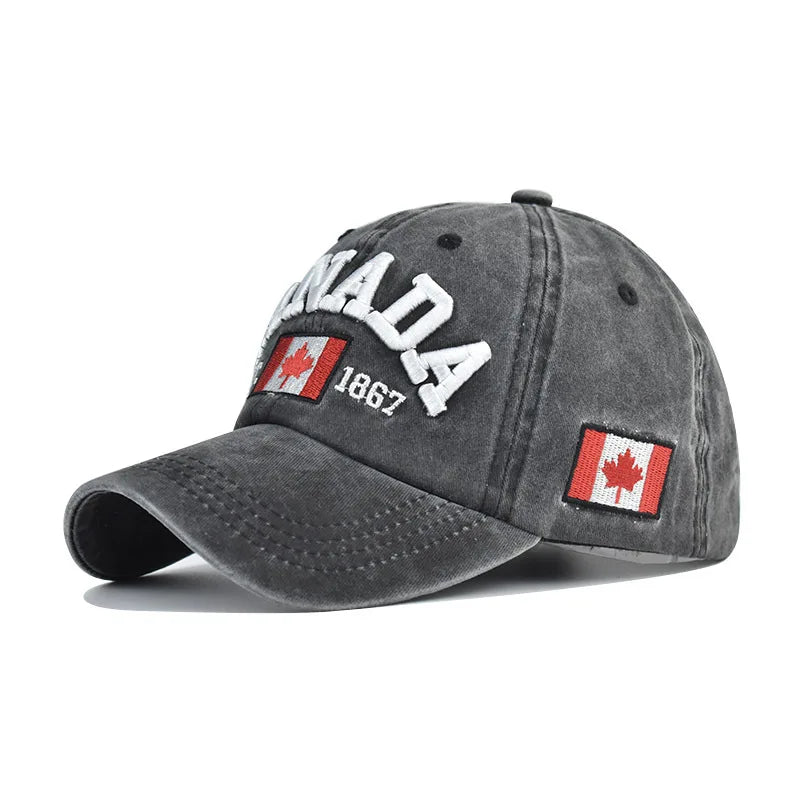 Baseball Cap CANADA Letter Embroidery Leisure Fashion Sun hat Spring Autumn Washed denim baseball Sport cap Hip Hop Fitted Cap