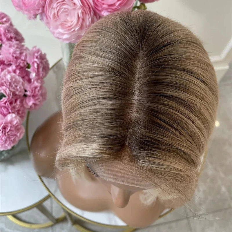 Ombre Blonde Lace Front Human Hair Wigs 100%Brazilian Virgin Hair Glueless Short Bob Wigs for Woman