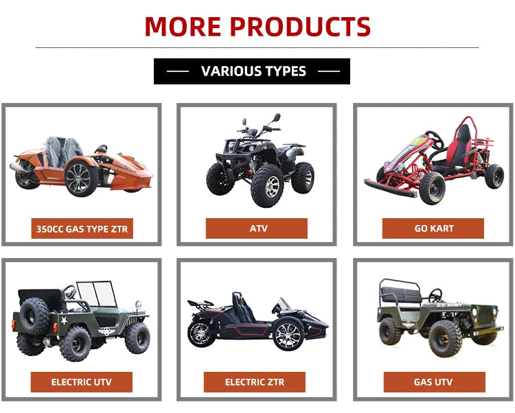 Zhenhua 350CC Adult ZTR Tricycle Roadster ATV 1000W 4-stroke Engine Manual/Automatic Shaft Drive Gas/Electric Equipped