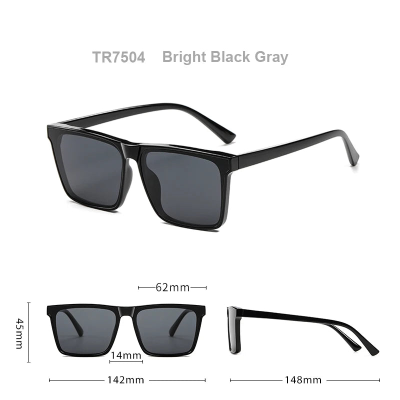 Men Sunglasses UV400 Polarized Sun Glasses Women TR90 Sunscreen Big Square Eyeglasses Frame Driving Goggles Fishing Eyewear
