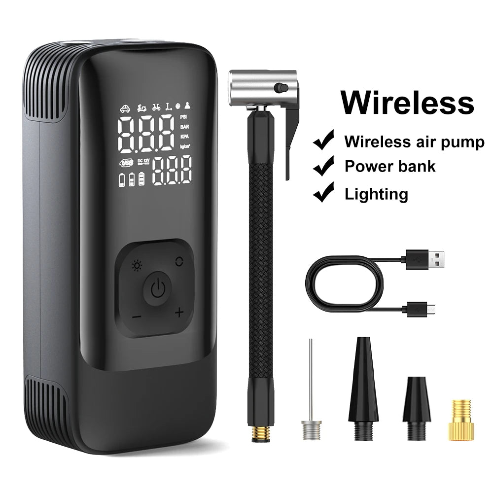 Car Inflator Compressor Pump With LED Lamp For Car Motorcycle Bicycle Tyre Balls Wireless Electric Car Air Tire Pump