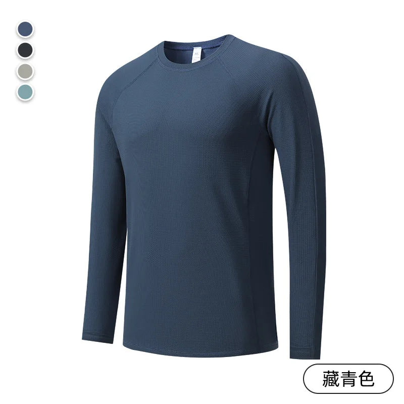 Men's Quick-Dry Breathable Long Sleeve T-Shirt Spring Autumn Thin Workout Top Outdoor Fitness Running Training Thumbhole Cuffs