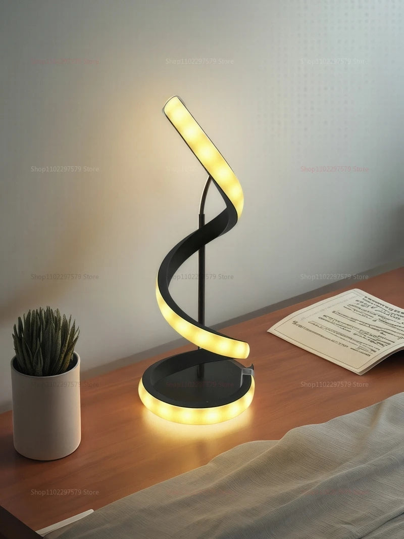 2025 Modern LED Bedside Lamp Deformable Spiral Table Night Light for Bedroom Office Living Room Decor Adjustable Night Lamp