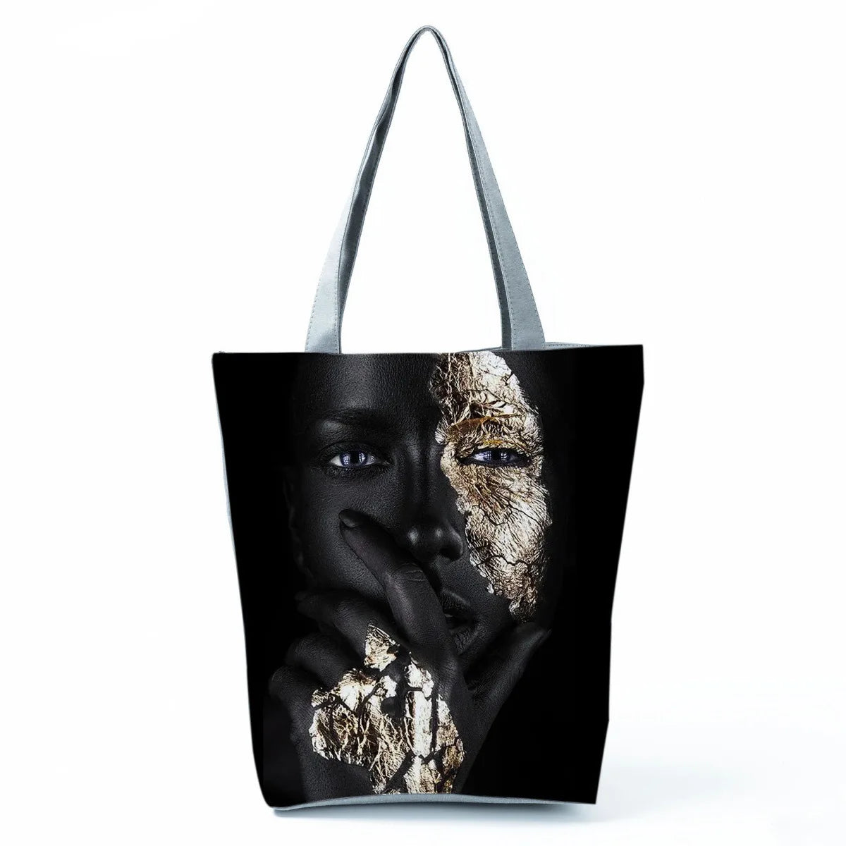 Fashionable Black Beauty Print Handbag Large Capacity Shoulder Bag Stylish Mystery Tote Bag for Women Versatile Polyester Bag