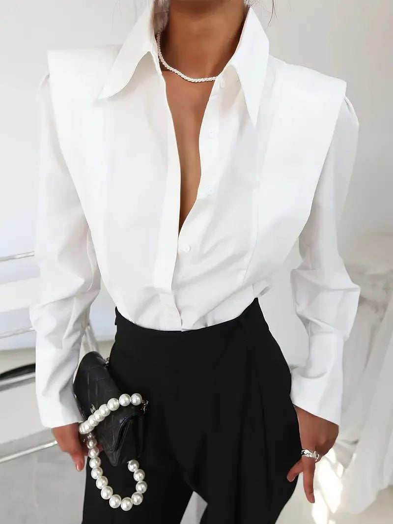 Autumn New White Shirt Women's Fashion Elegant Casual Long Sleeve Shirt Tops Holiday Party Womens Tops And Blouses Women Clothes