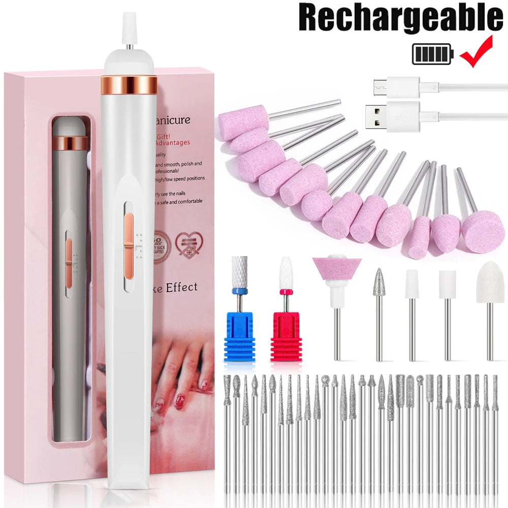 LULAA Electric Nail Drill Kit Rechargeable Cordless Manicure Kit Portable Nail Grinding Polisher for Trim Nails Exfoliating