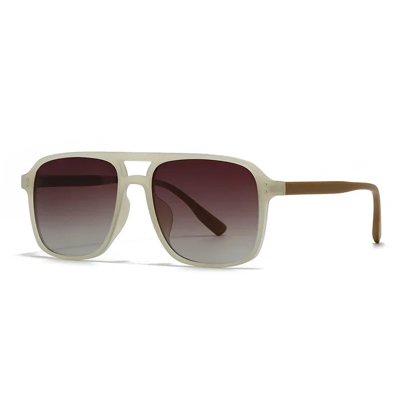 SO&EI Fashion Double Bridges Square Rivets Women Sunglasses Retro Men Gradient Shades UV400 Sun Glasses