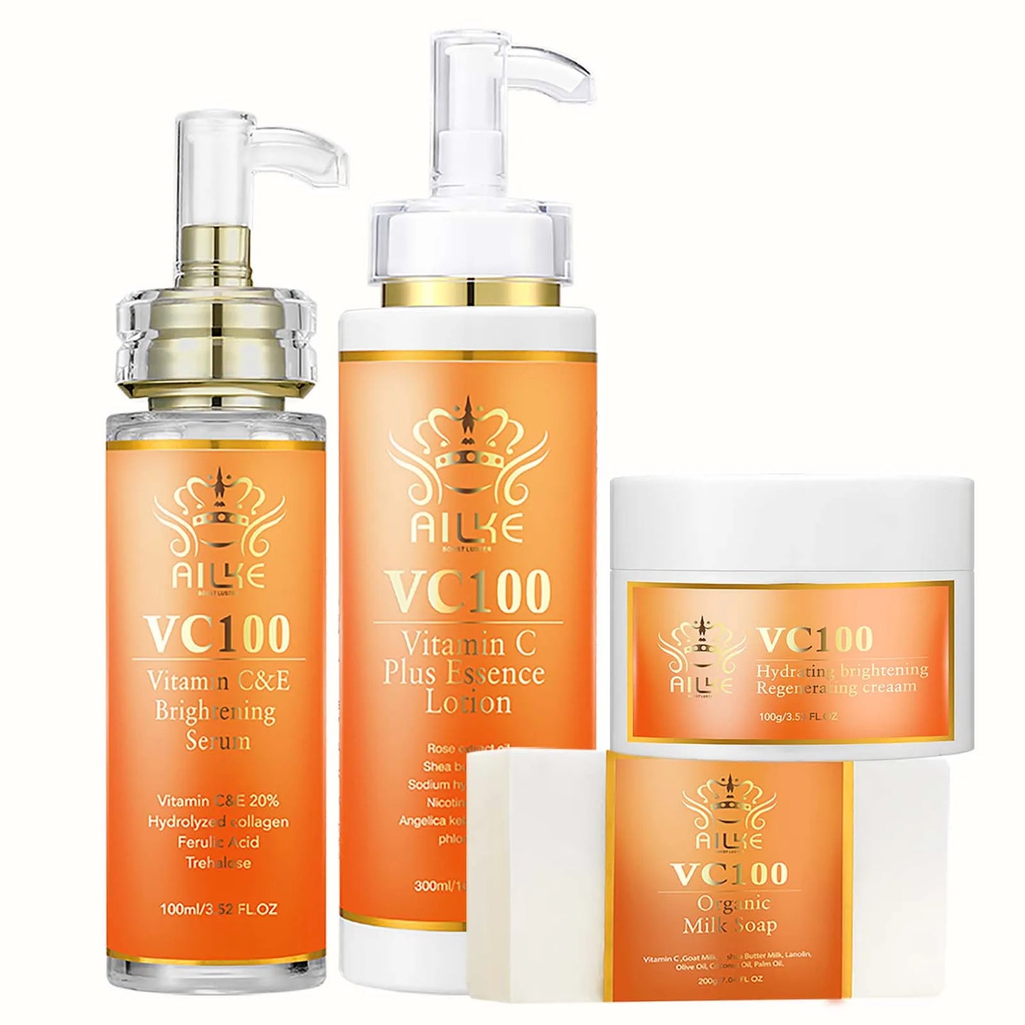 AILKE Vitamin C Whitening Kit For Women, Even Skin Tone, Clean Skin, Moisturizing, Anti Wrinkle & Aging, Glow Skin Set