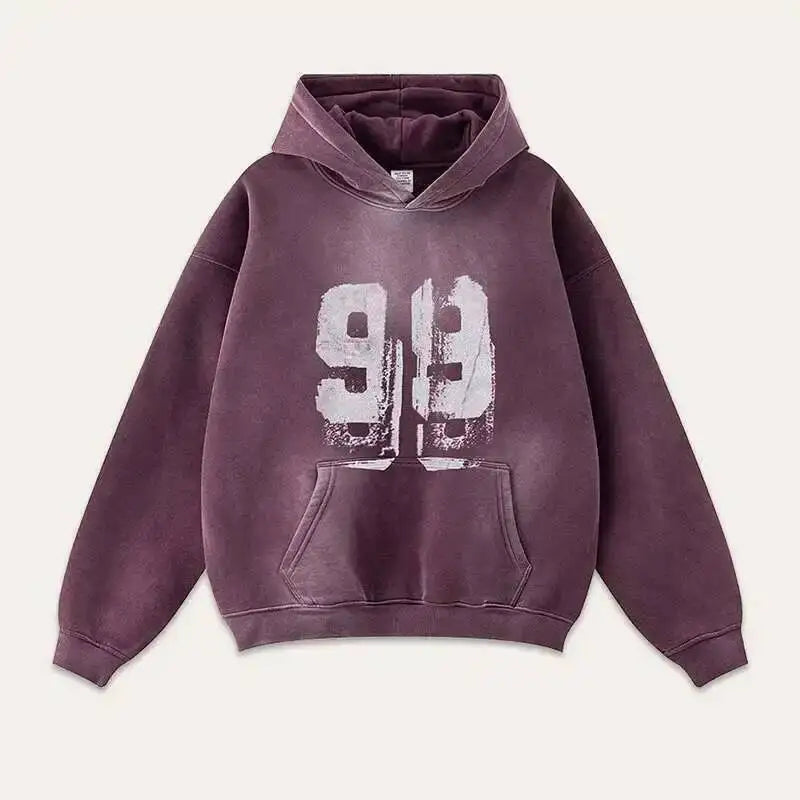 PFNW 2025 Spring High Street Vintage Washed Digital Padded Hooded Sweatshirt Men's American Loose Oversized Pullover Top 28W5695
