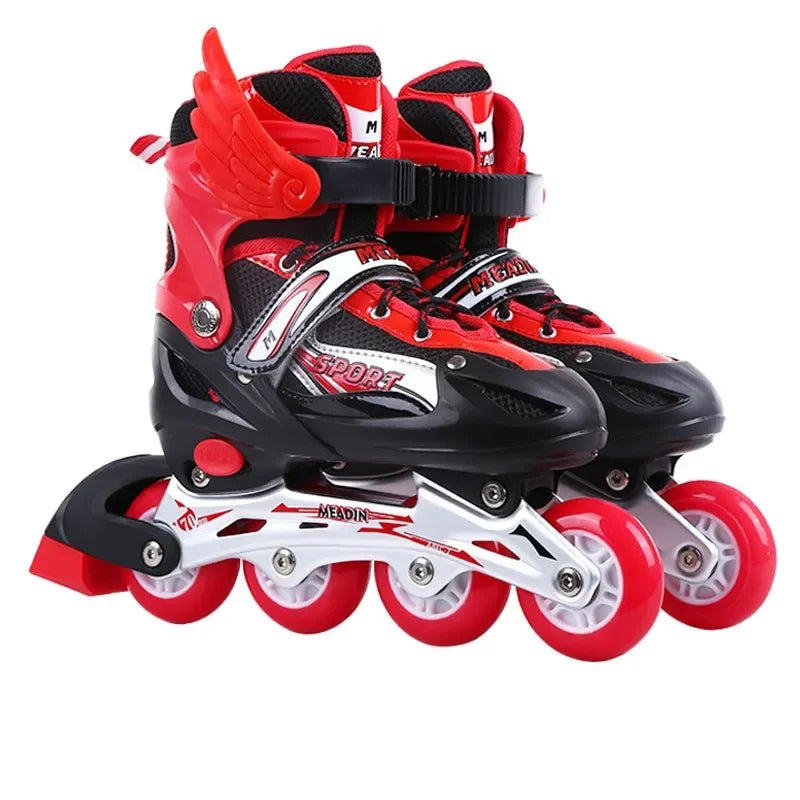 Skating shoes, children's flash straight row roller skating shoes, roller skating shoes, adjustable for both men and women