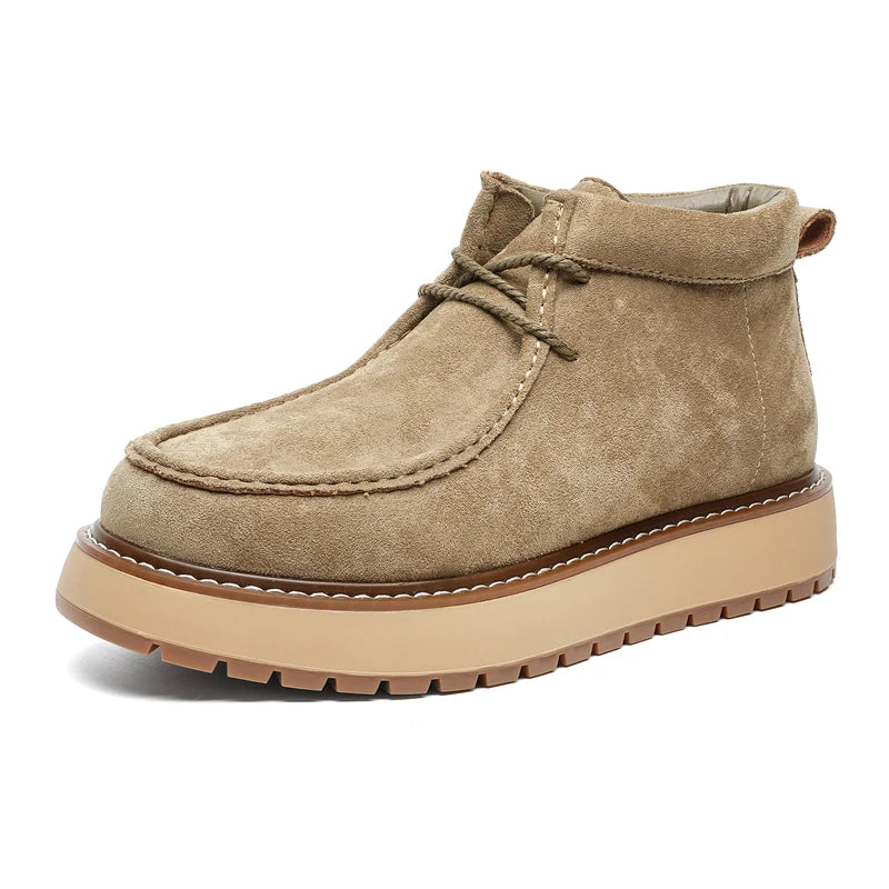 Autumn Men Platform Shoes Suede Leather Work Shoes Fashion Design Lace-up High Quality Ankle Boots Casual British Outdoor Shoes