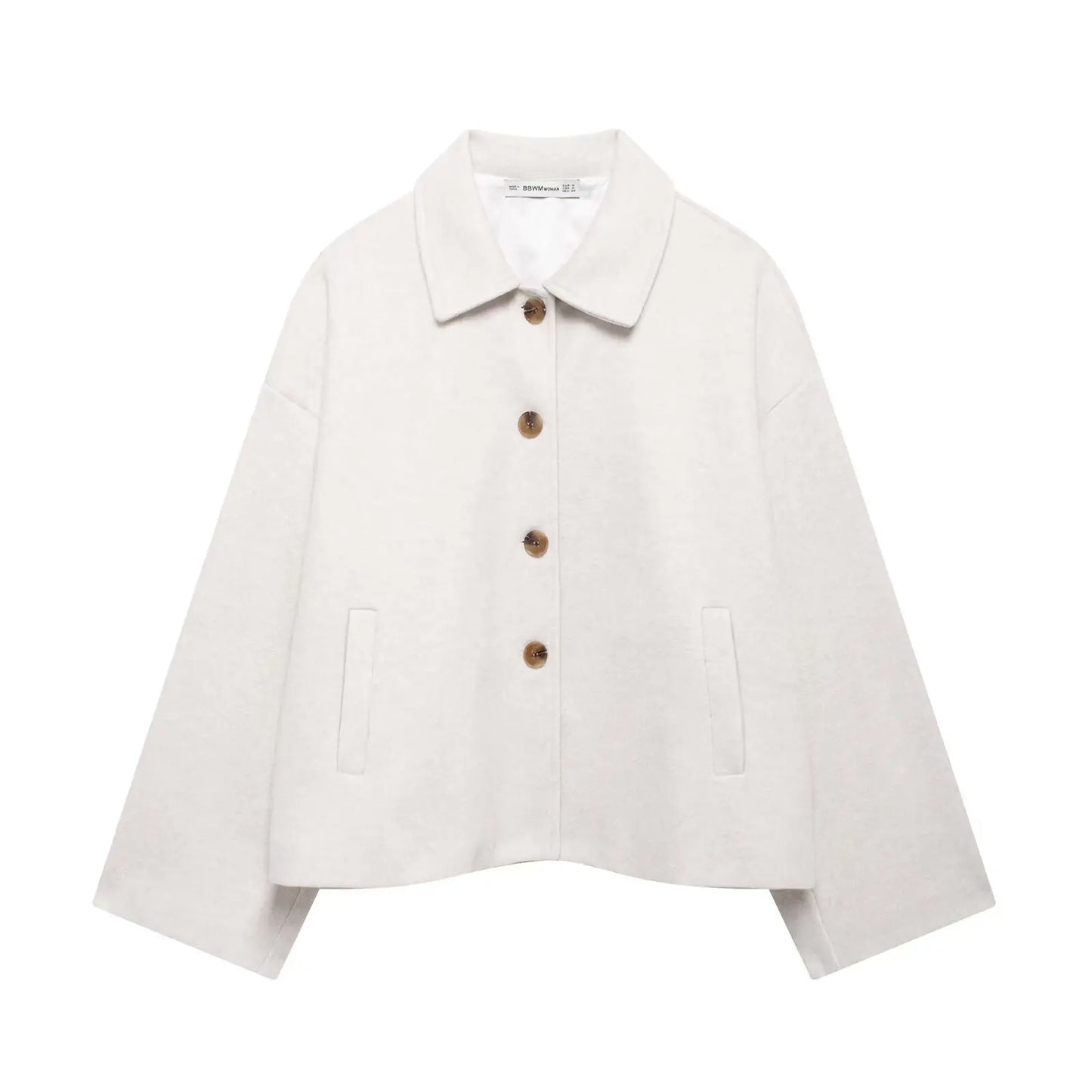 HH Women Fashion Single-Breasted Lapel Pocket Decorate Casual Slim Jacket Female Autumn High Street Long Sleeves Short Coat