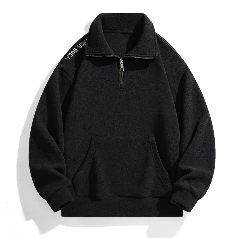 Plus Size Men Sweatshirt Half Zip Long Sleeve Pullover 6XL 7XL 100-175kg Solid Color Tops Autumn Winter Big Size Men Clothing