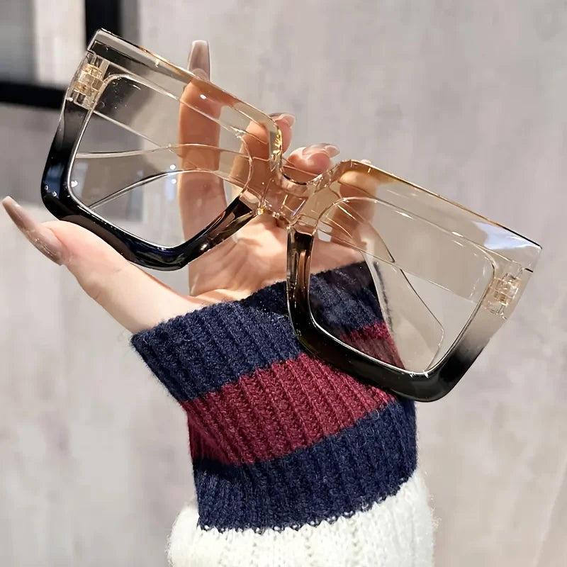 4Elegant Square Transparent Lens Glasses - Retro Style,PCFrame,It's an ideal gift for friends and family members,Very suitable f