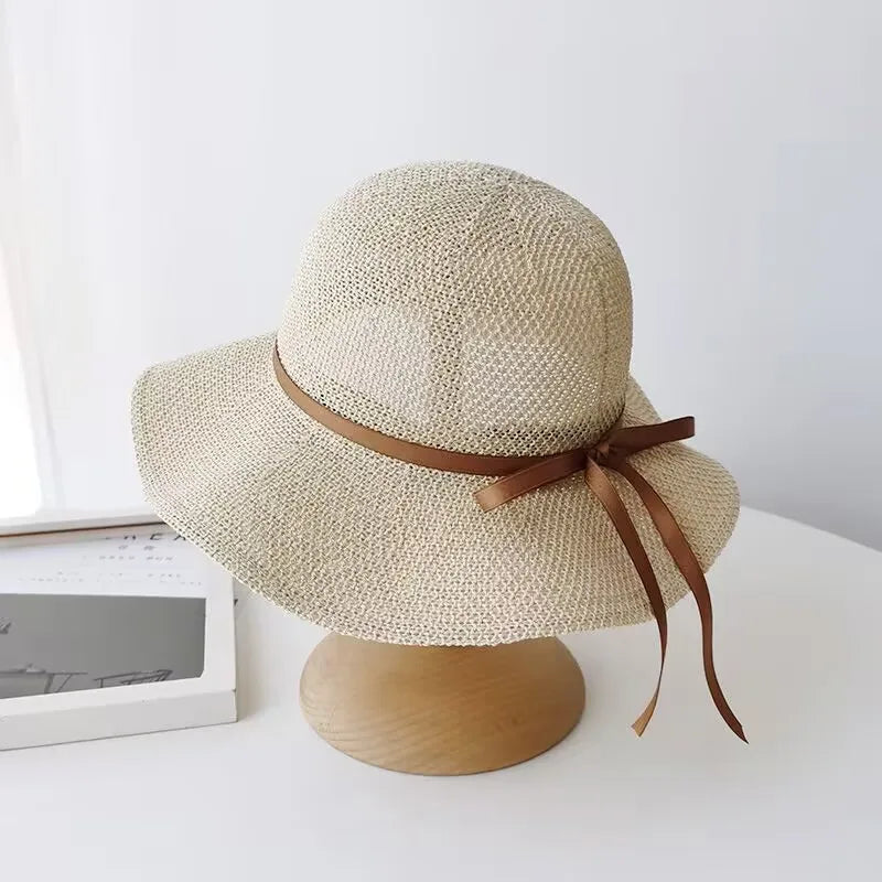 Summer Hat Women's Sunscreen Hat Sun Hat Mesh Breathable Sun Hat Bow Fisherman Hat Outdoor Travel Basin Hat
